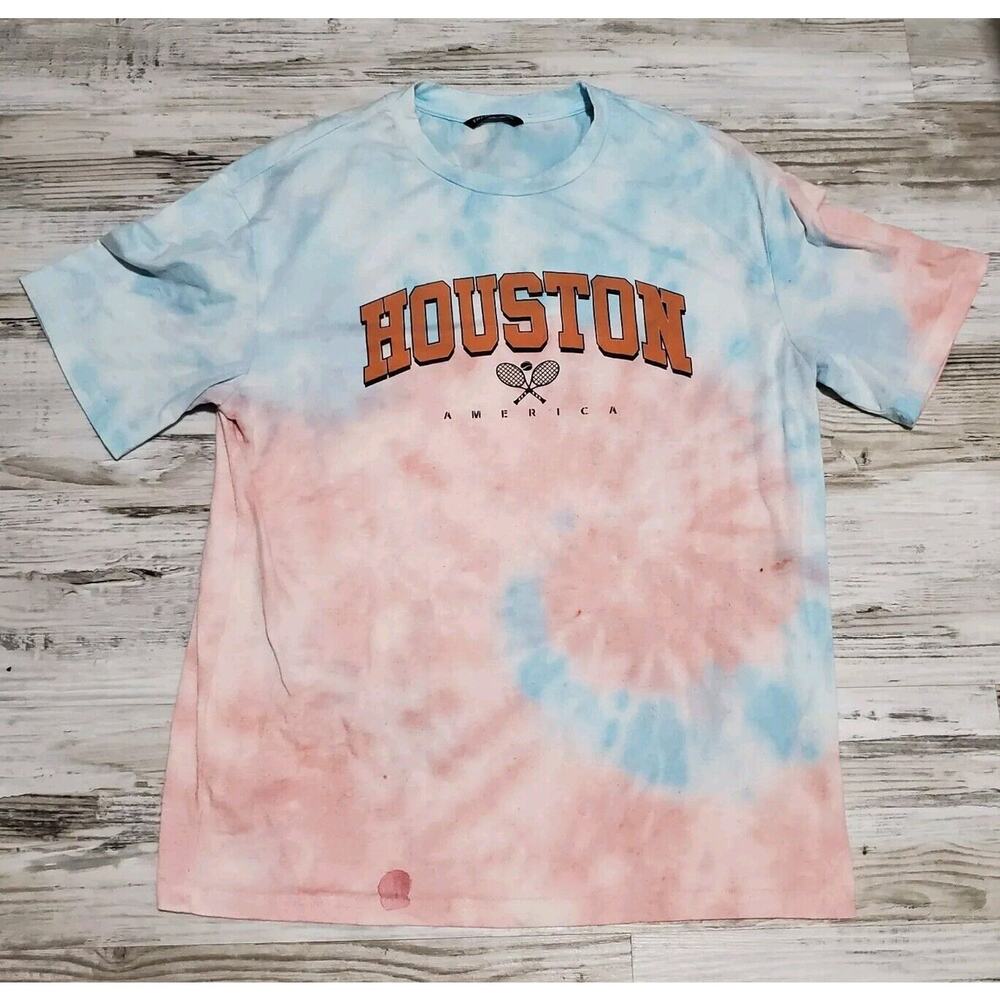 Shein Houston Tennis Adult Shirt Size L Hand Tye Dyed